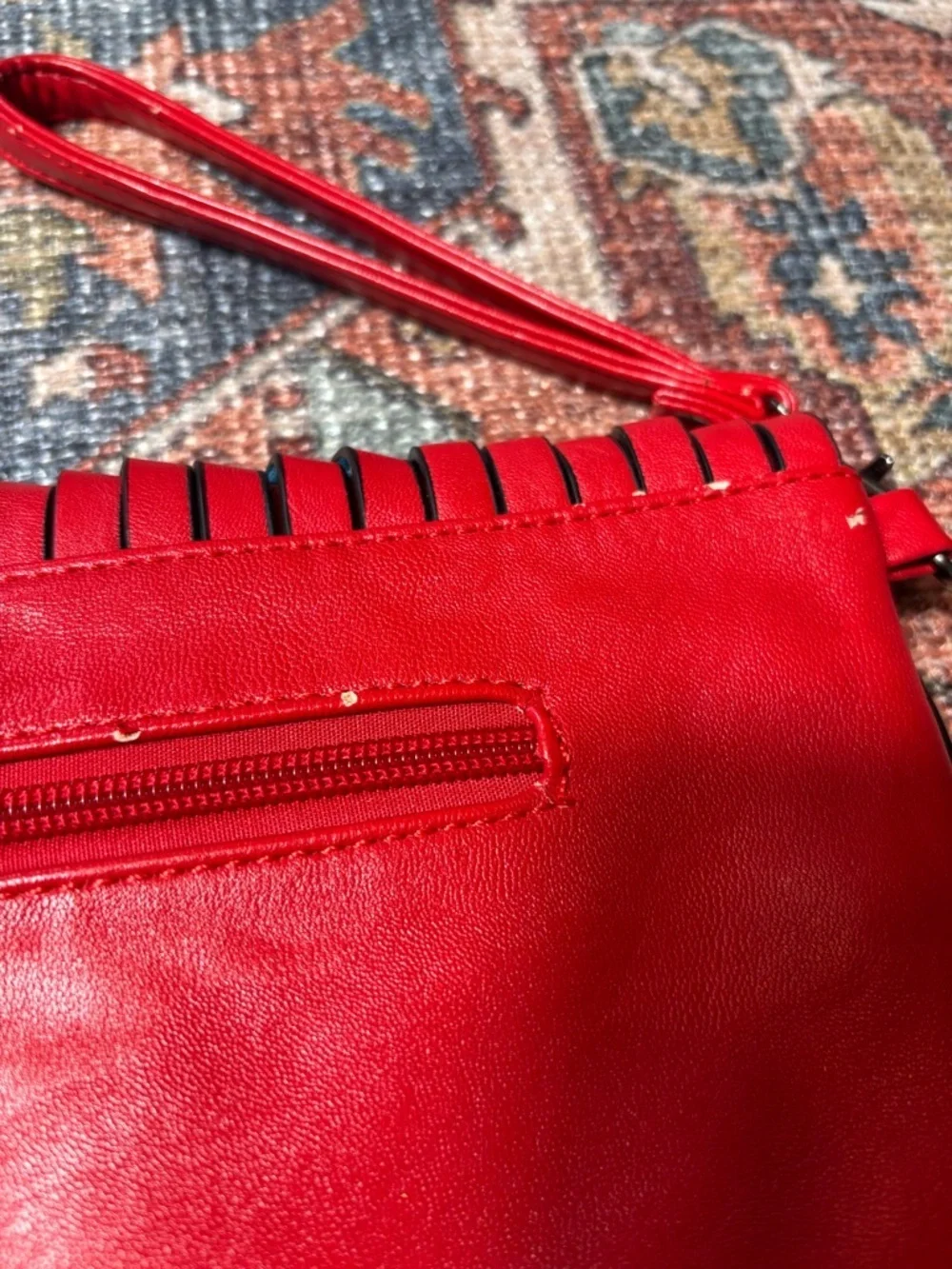 Mellow World Rainbow Twist Crossbody Wristlet / Clutch – Red Vegan Leather